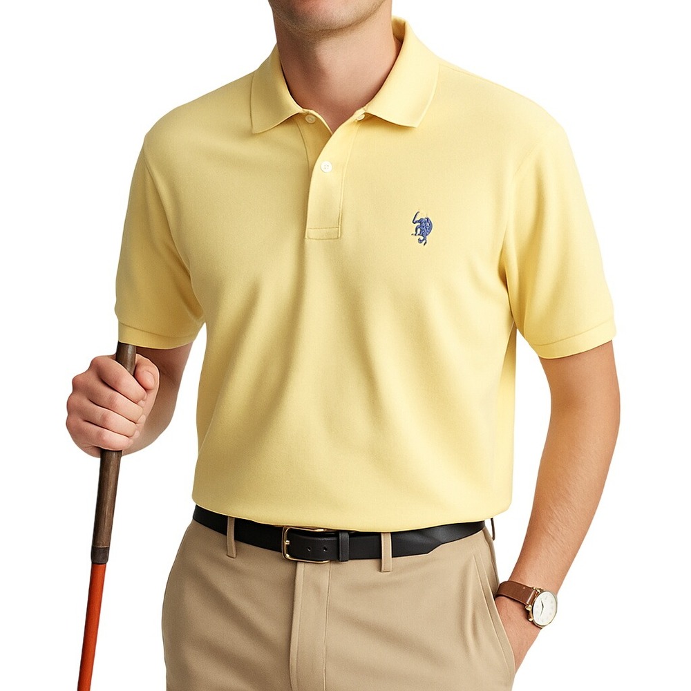 U.S. Polo Assn Mens L Yellow Short Sleeve Polo Shirt Classic Preppy Casual